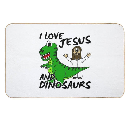 I Love Jesus And Dinosaurs Church Humor  Rapid-Drying Bath Mat