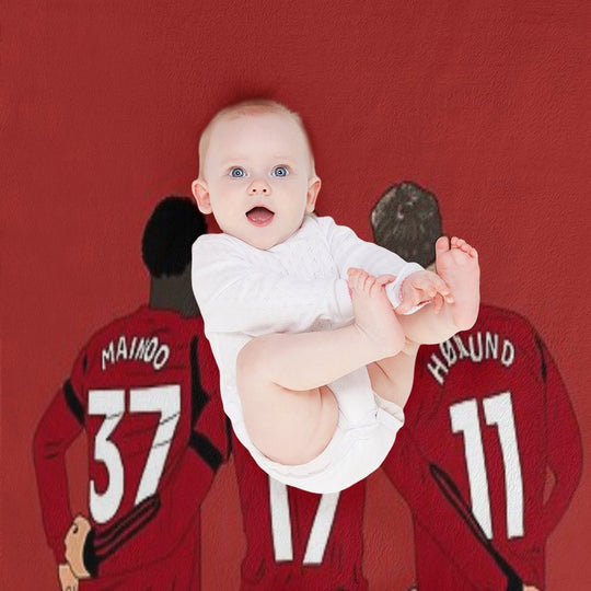 Kobbie Mainoo Alejandro Garnacho Rasmus Hojlund United Youth Trinity Minimalist Gift-ready Throw Blanket