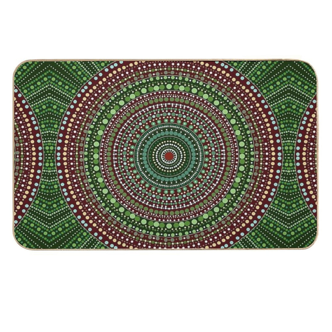 First Nations Green Aboriginal Australian Indigenous Native Folklore Art  Anti-Trip Bath Mat