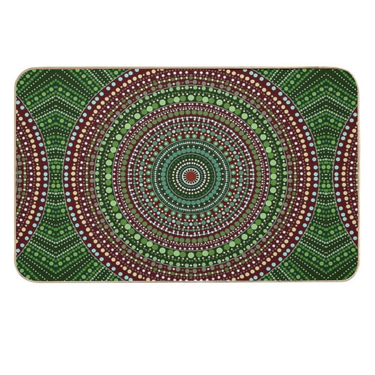 First Nations Green Aboriginal Australian Indigenous Native Folklore Art  Anti-Trip Bath Mat