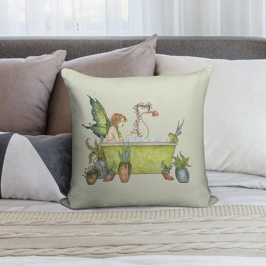 Fairies Love Bubble Baths Soft Reinforced Edging Throw Pillow