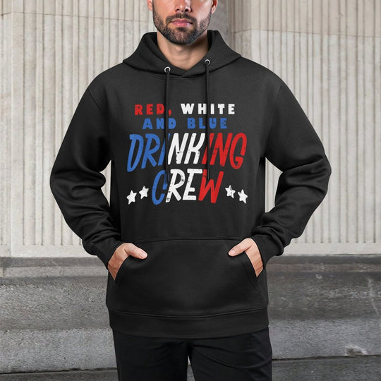Red White And Blue Drinking Crew Funny USA 4th Of July Party All-Day Comfort Hoodie