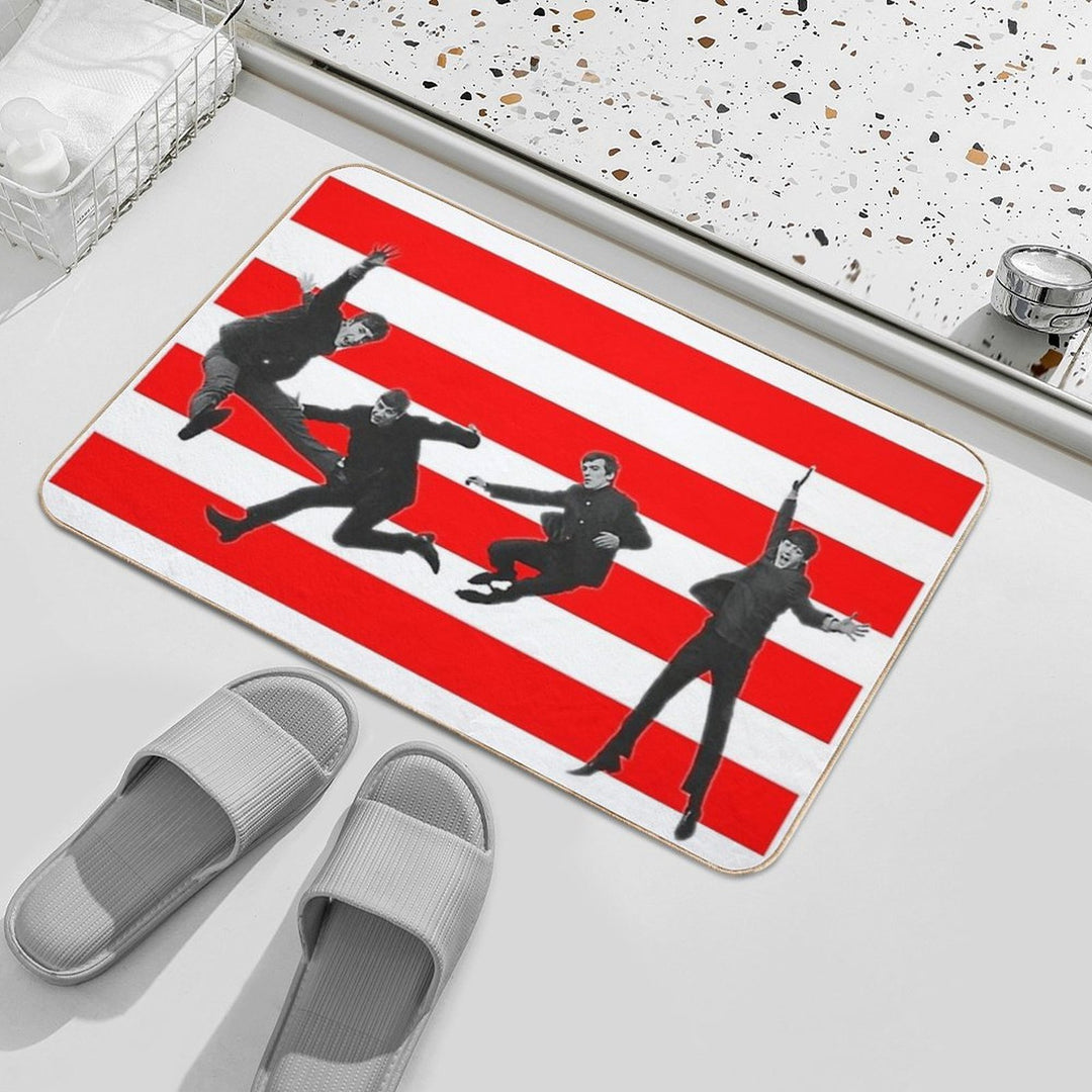 Stripey Beatles on Red  Easy To Clean Bath Mat