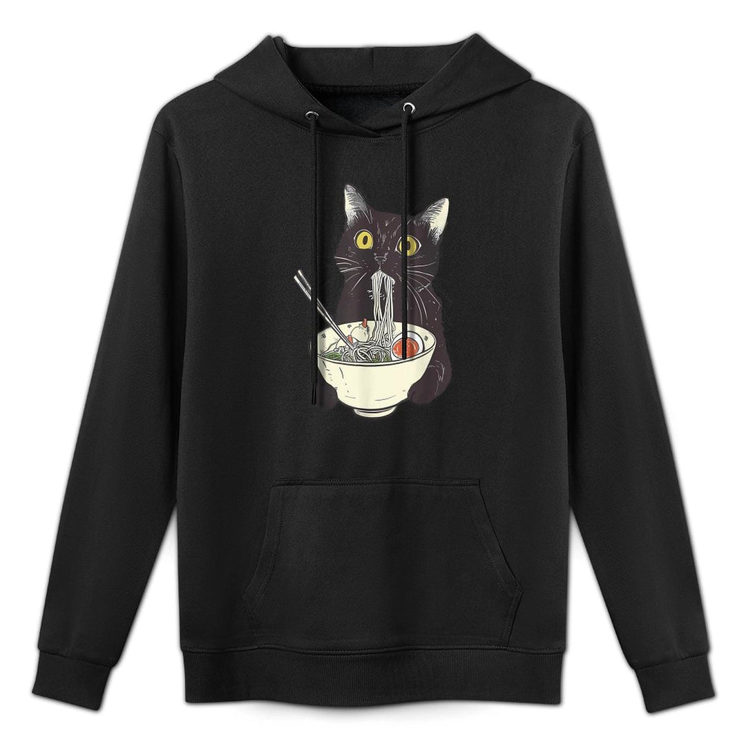 Cat Ramen Noodle Japanese Anime Manga Kawaii Cat Versatile Streetwear Hoodie