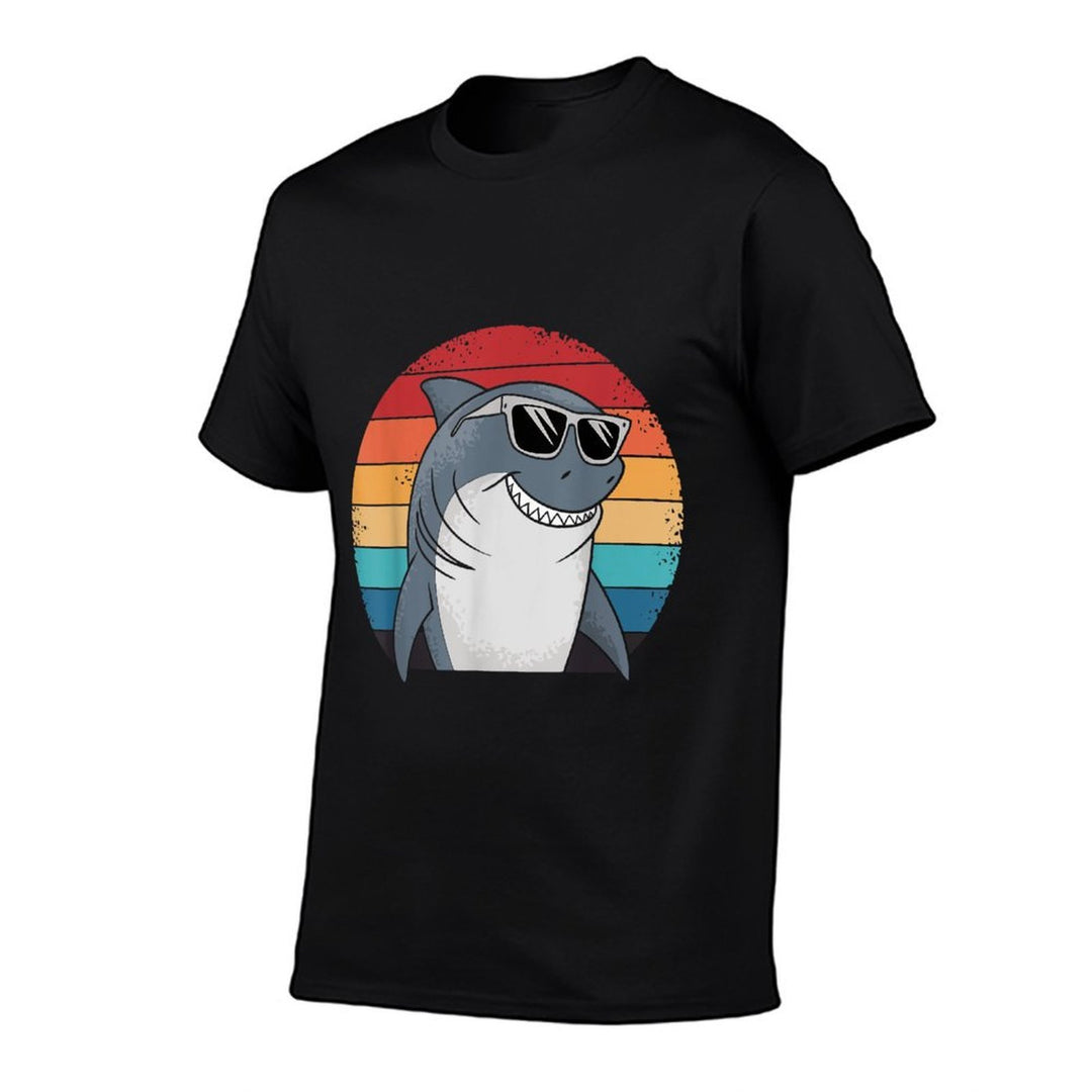 Funny Retro Cool Shark Sunglasses Ocean Beach Vibes  Summer-ready Fabric T-Shirt