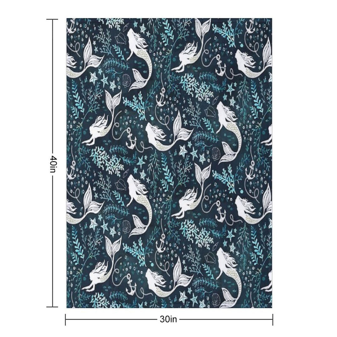 Mermaid Ocean Dark Premium Throw Blanket