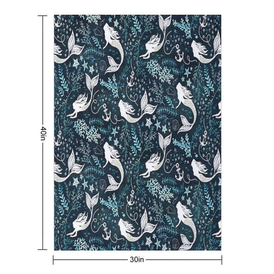 Mermaid Ocean Dark Premium Throw Blanket