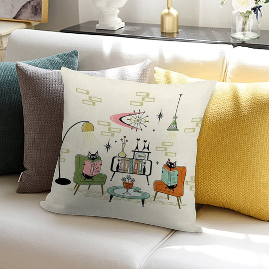 Cozy Cats' Den ©studioxtine Soft High-Density Material Throw Pillow