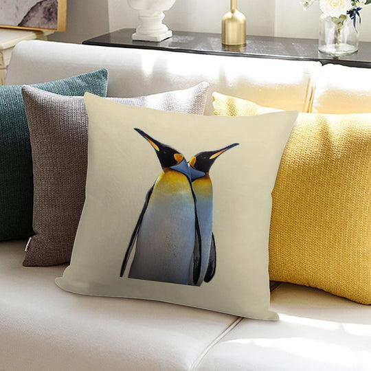 Two King Penguins on The Beach  Unique Photo Art Soft High-Density Material Throw Pillow