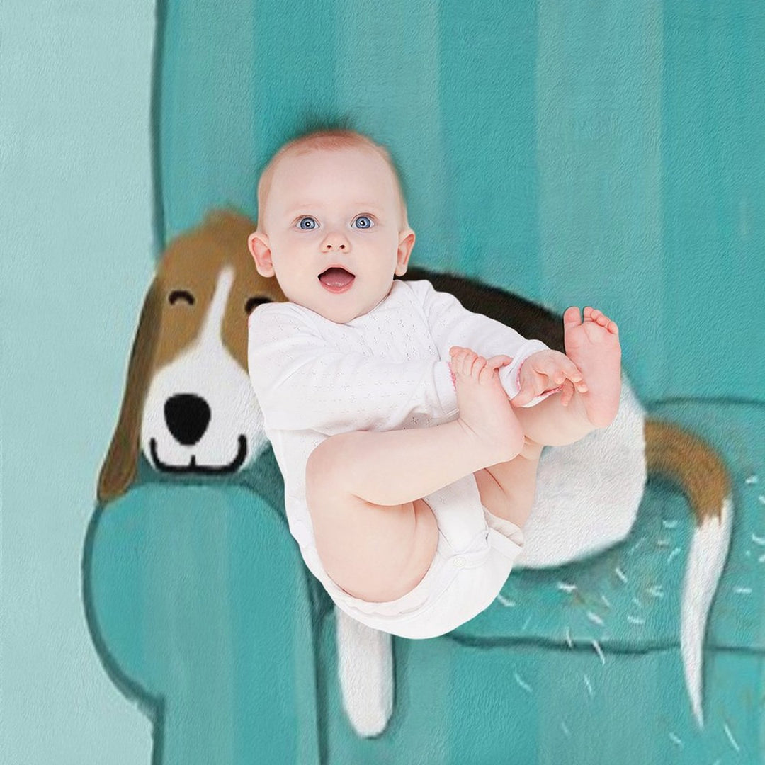 Happy Couch Dog  Cute Beagle Velvety-soft Throw Blanket