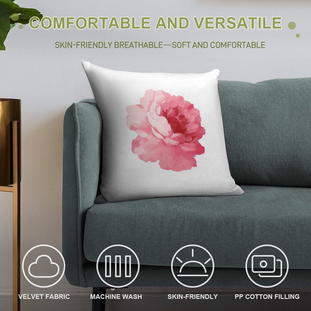 Flower Pink Peony Soft Gift Ready Throw Pillow