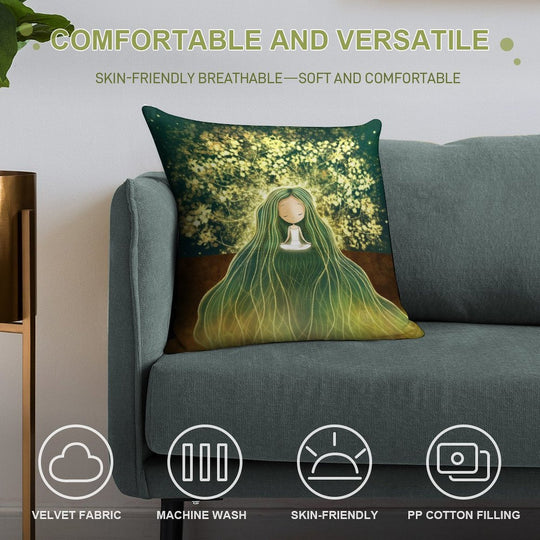 Magical Calm Grounding Yoga And Meditation Art Soft Durable Construction Throw Pillow