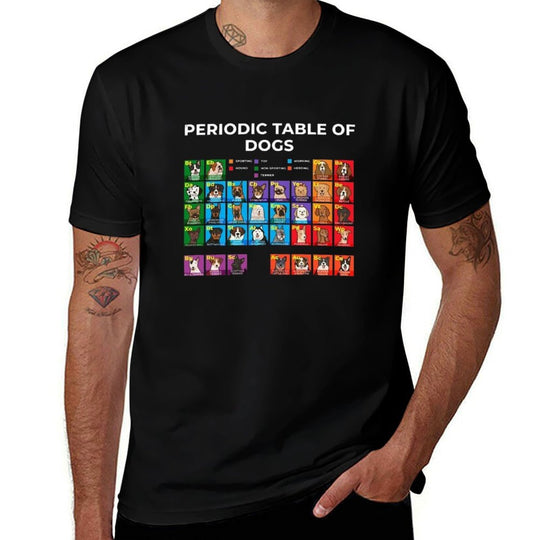Periodic Table of Dogs, Dog Lover, Funny Science  Fade-proof Color T-Shirt