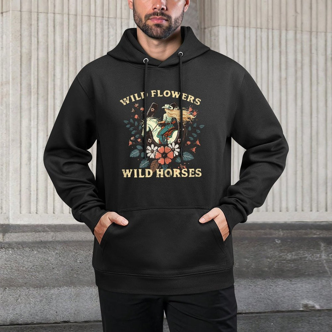 Wild Flowers Horses Vintage Equestrian Farm Women Girls Kids Moisture-Wicking Hoodie