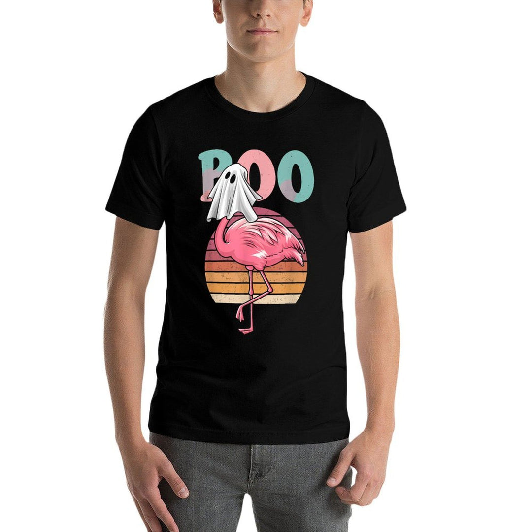 Flamingo Ghost Boo Pink Halloween Costume Flamingo Lover  Fade-proof Color T-Shirt