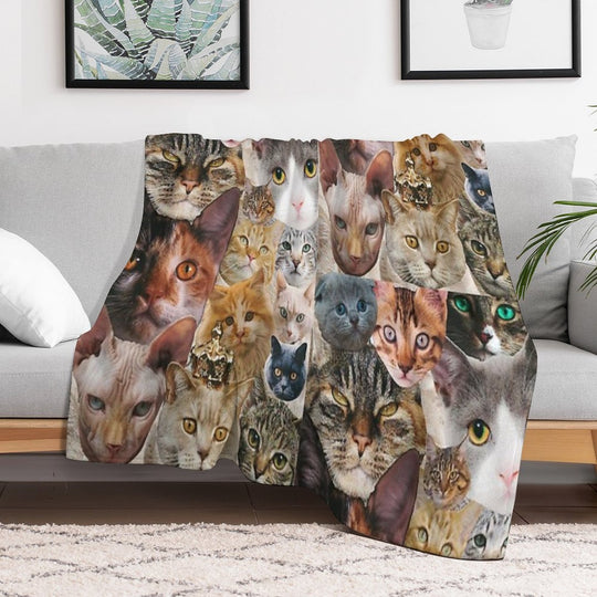 Cat Collage Eco-conscious Throw Blanket