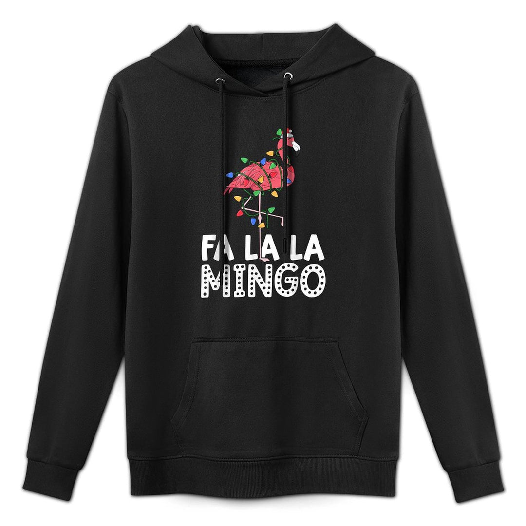 Fa La La Mingo Flamingo Christmas Tree Lights Tropical Xmas Medium-Weight Fabric Hoodie