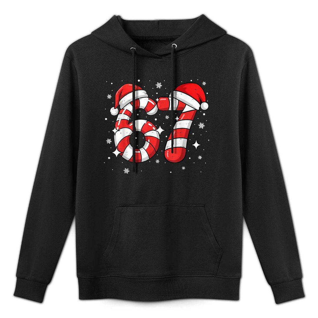 67 Meme Six Seven Candy Cane Christmas Boys Girls Kids Unisex Design Hoodie