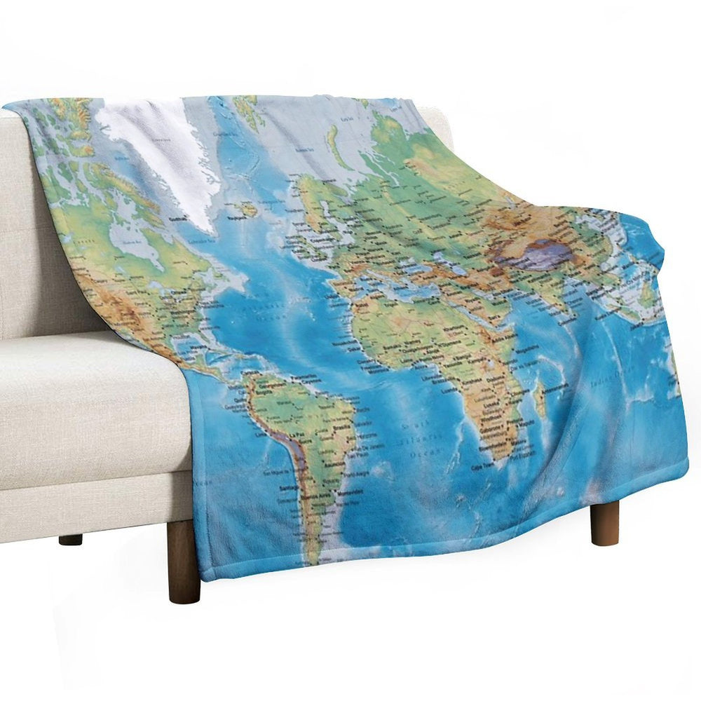 Huge Detailed World Map - Great for Homeschooling Eco-conscious Throw Blanket