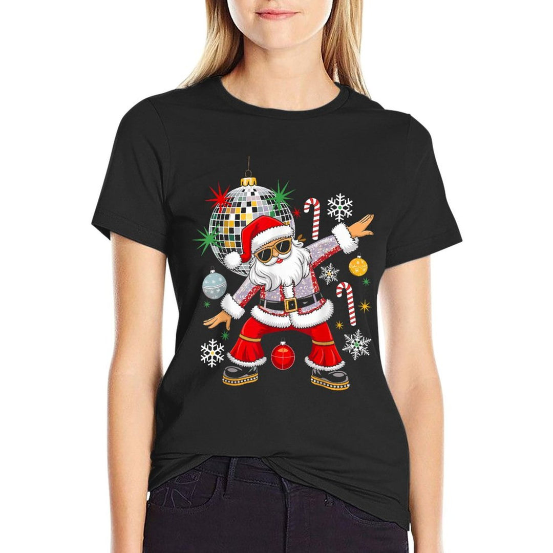 Disco Santa Christmas Music Retro Groovy 70s 80s Hippie  High-quality Stitching T-Shirt