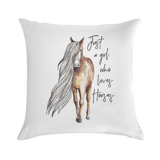 Just A Girl Who Loves Horses - Horse Lover Design Soft Warmth Comfort Throw Pillow