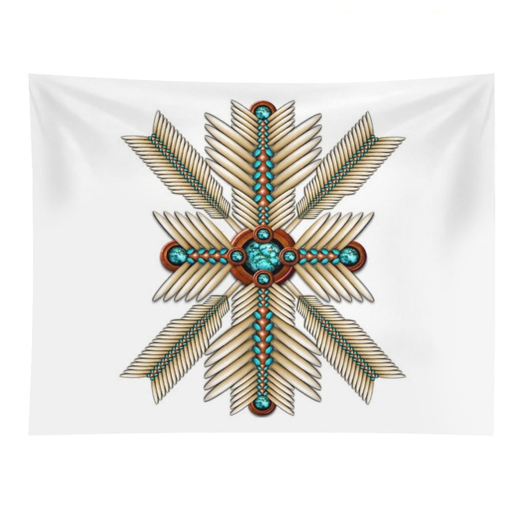 Bone And Turquoise Sunburst Tapestry