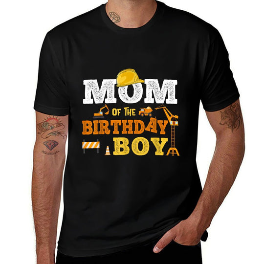 Dad Mom Of The Birthday Boy Kid Construction Matching Family  Stretchy T-Shirt
