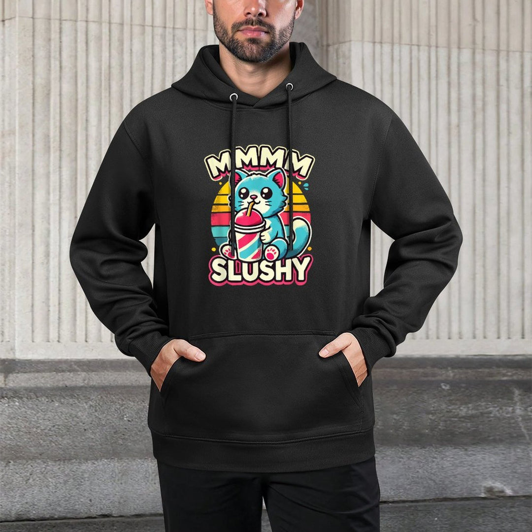 Funny Slushy Cat  Cute Cat Drinking Slushy Casual Wear Hoodie