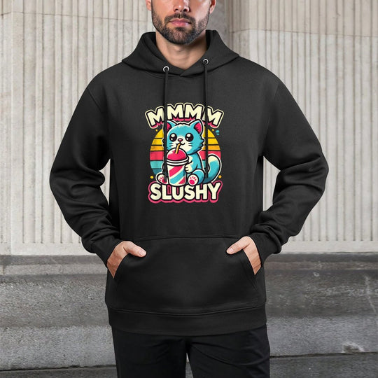 Funny Slushy Cat  Cute Cat Drinking Slushy Casual Wear Hoodie