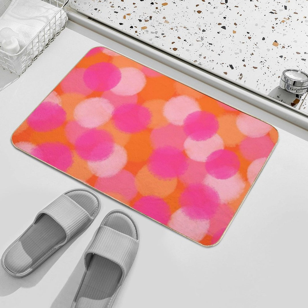 Abstract, Hot Pink And Orange, Paint Brush Effect Round  Pet-Safe Bath Mat