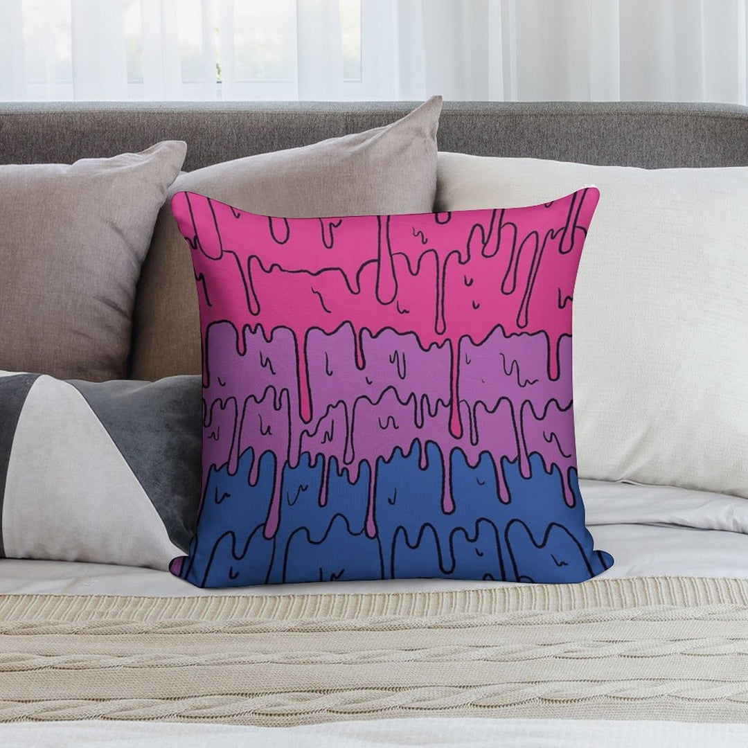 Pastel Kawaii Melting Bisexual Pride LGBTQ Design Soft Skin-Friendly Throw Pillow