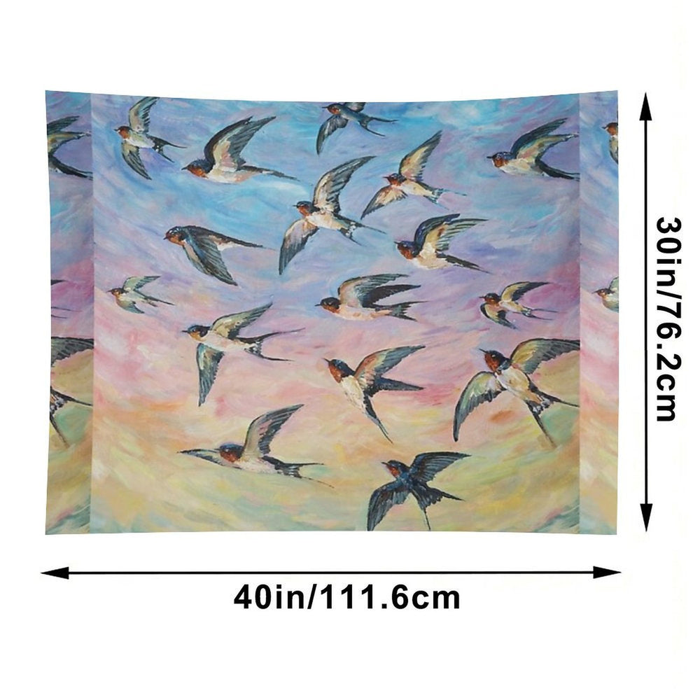 Barn Swallows Acrylic Painting Tapestry