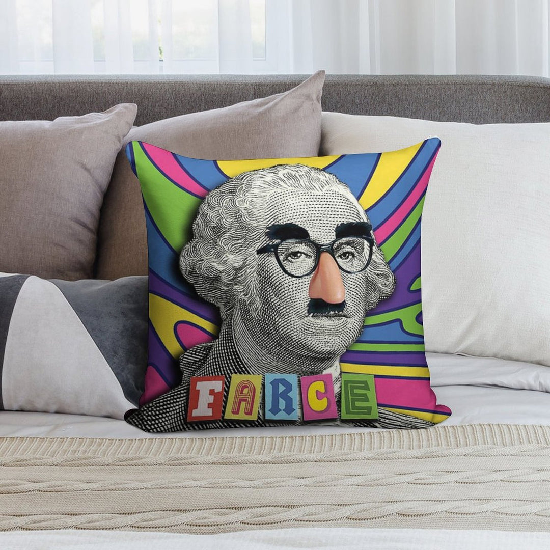 George Farce-ington Soft Shrink-Resistant Throw Pillow