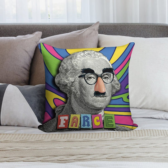 George Farce-ington Soft Shrink-Resistant Throw Pillow