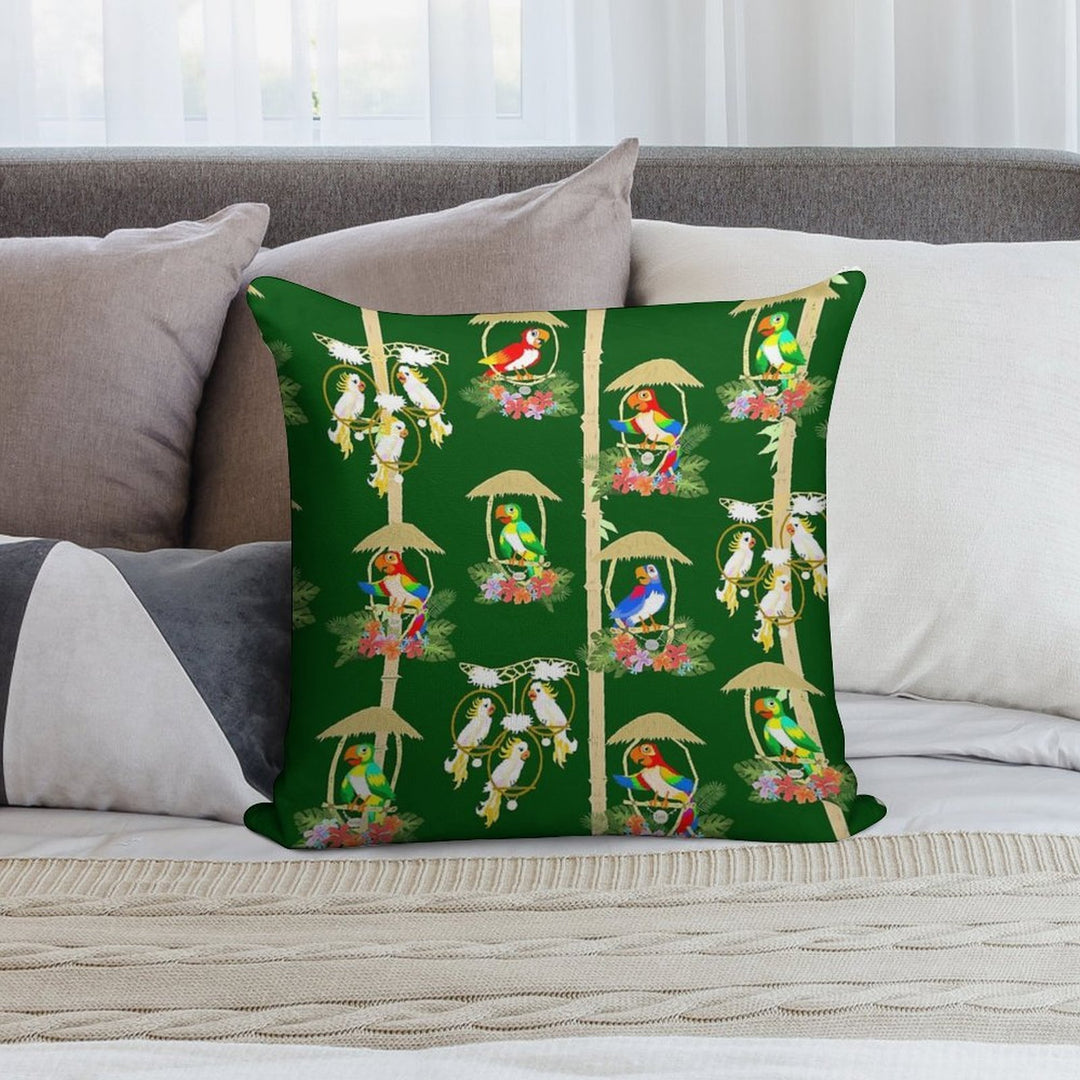 Tiki Room Birds Soft Hidden Zipper Throw Pillow