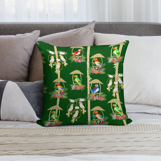 Tiki Room Birds Soft Hidden Zipper Throw Pillow