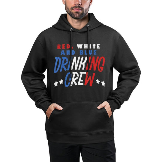 Red White And Blue Drinking Crew Funny USA 4th Of July Party Customizable Surface Hoodie