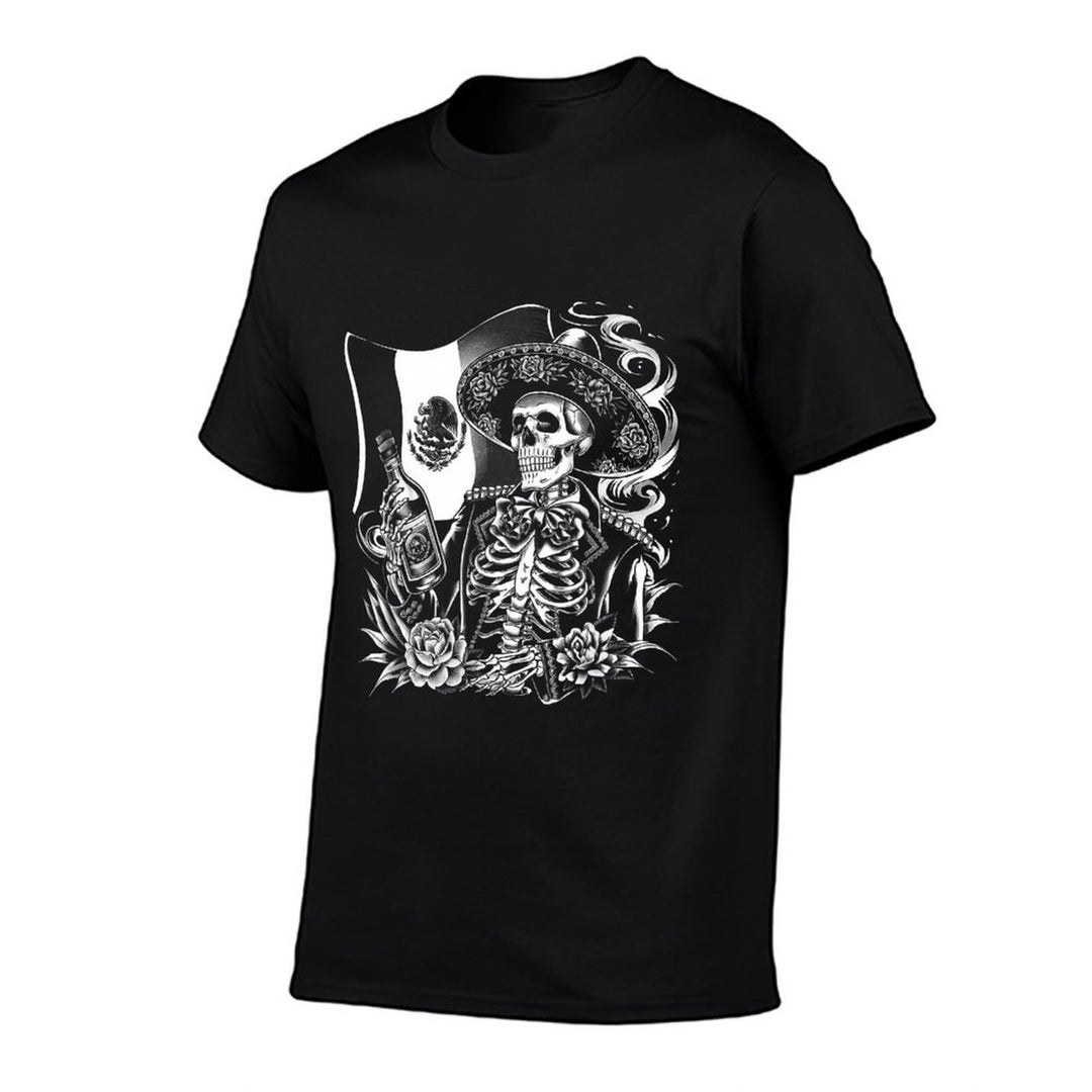 Mexico Vintage Skeleton Tequila Dia De Los Muertos Mexican  Slim-fit Cut T-Shirt
