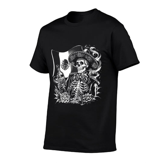 Mexico Vintage Skeleton Tequila Dia De Los Muertos Mexican  Slim-fit Cut T-Shirt