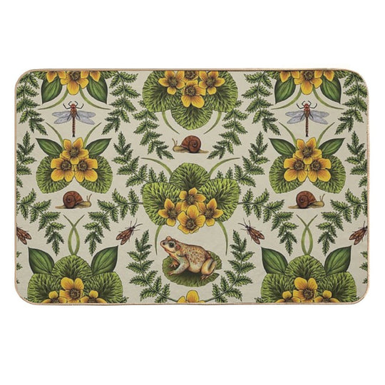 Wetlands Creatures - Toads, Snails, Dragonflies & Marsh Marigolds  High-Traffic Bath Mat