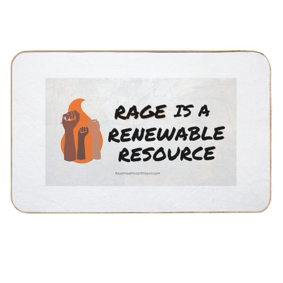 Rage Is A Renewable Resource – Flame And Fists Logo – Light Background Horizontal  Anti-Trip Bath Mat