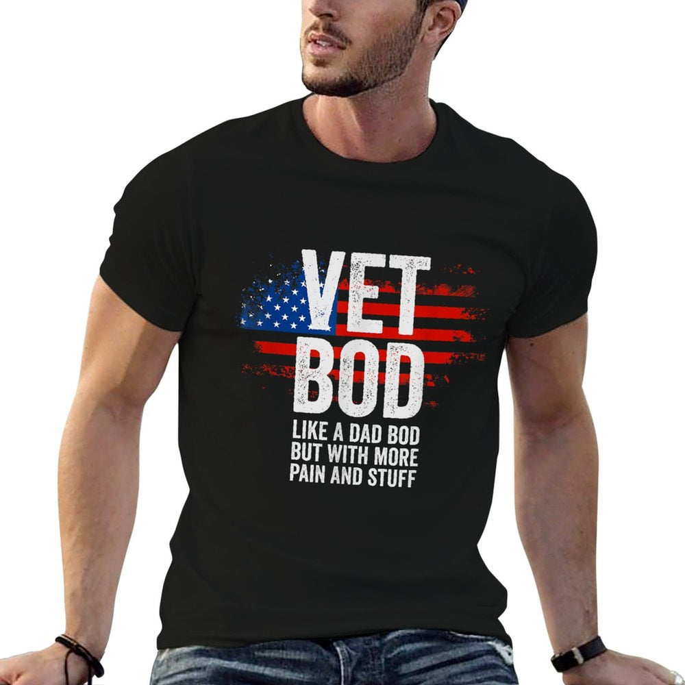 Funny Veteran Ts For Men American Vet Bod Like Dad Bod  Vintage-inspired T-Shirt
