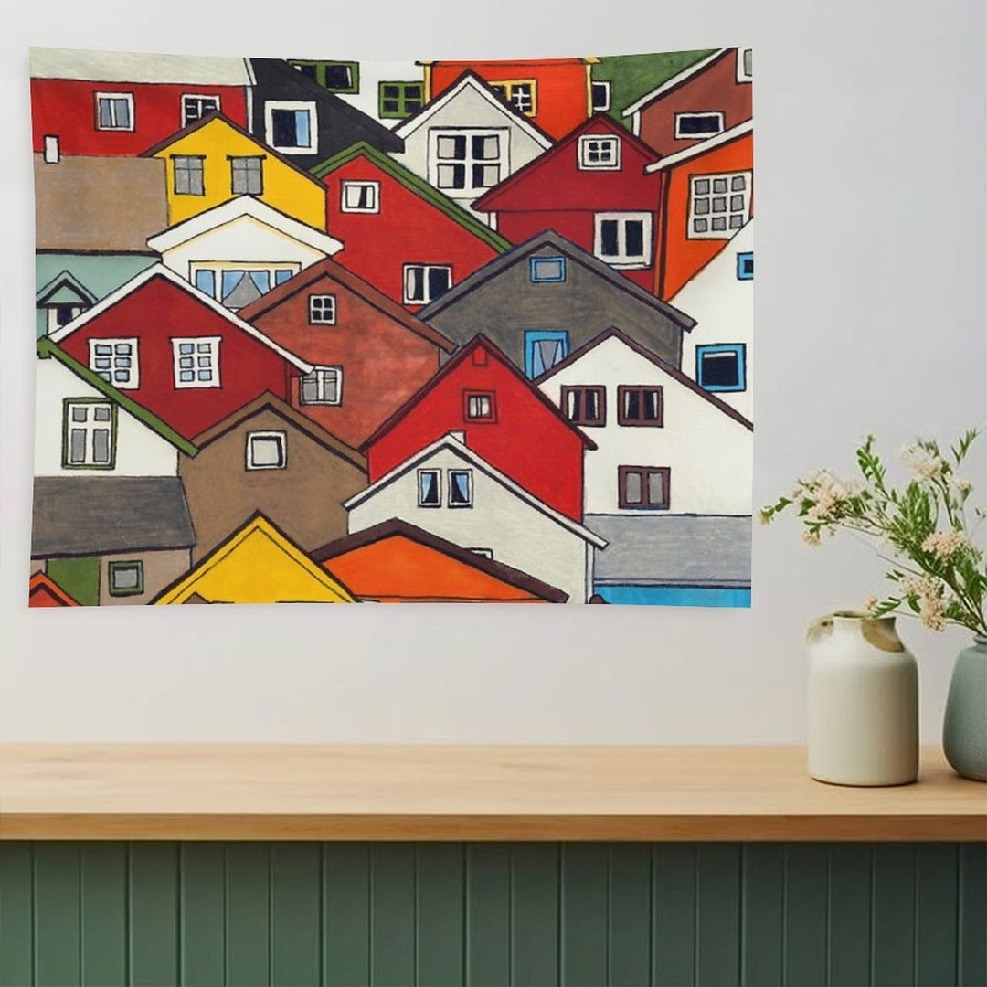 Colourful Houses Tapestry