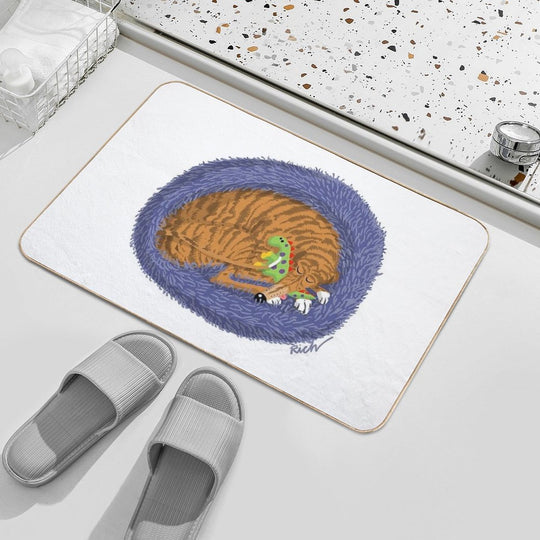 Snoozin' with A Dinosaur  Easy Maintenance Bath Mat
