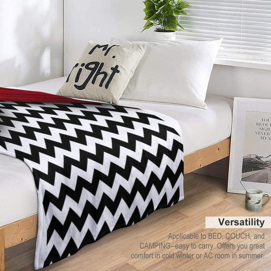 Twin Peaks Red Curtains Black And White Chevron Comfort Throw Blanket