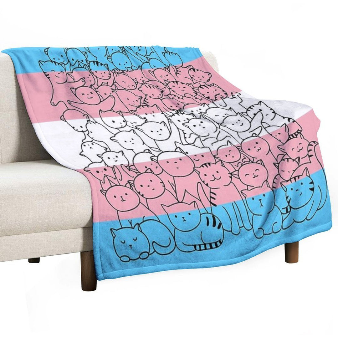 Trans Transgender Cat Pride Flag Travel-friendly Throw Blanket