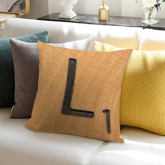 Letter Tile 'L' Soft Anti-Pilling Throw Pillow