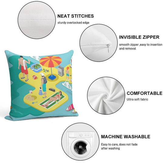 Beach Life - Summer Holidays Soft Multiple Sizes Throw Pillow