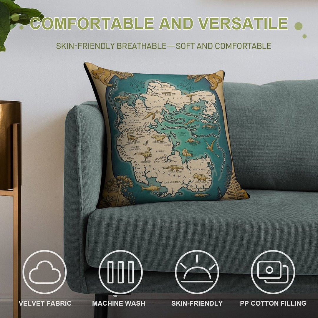 Map of The Supercontinent Pangaea Soft Shrink-Resistant Throw Pillow