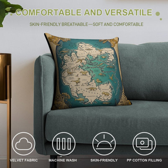 Map of The Supercontinent Pangaea Soft Shrink-Resistant Throw Pillow